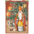 Nikolaus vor Weihnachtsbaum - Tausendschön - Weihnachtskarte