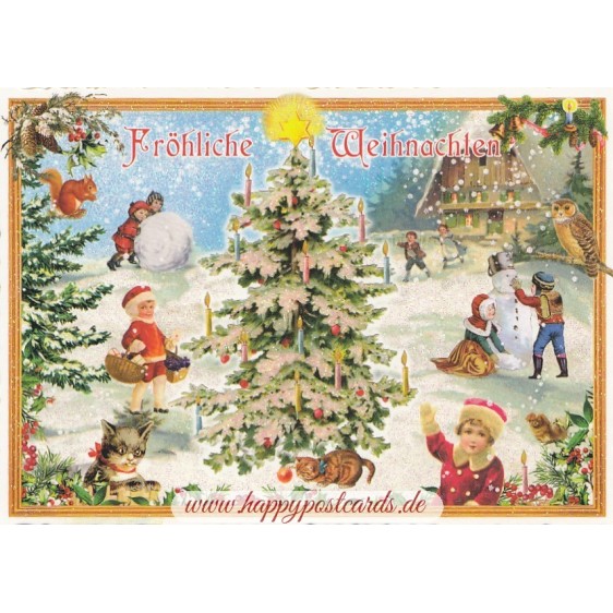 Fröhliche Weihnachten - Winterscene - Tausendschön - Postcard