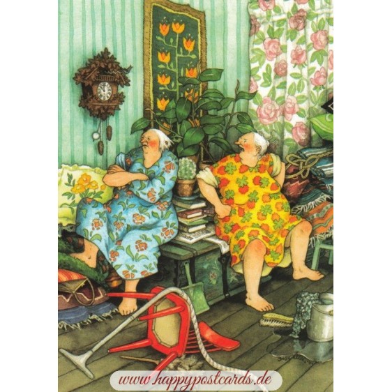 44 - Old Ladies having an argument - postcard