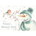 Snowman with bird - Christmas Postcard