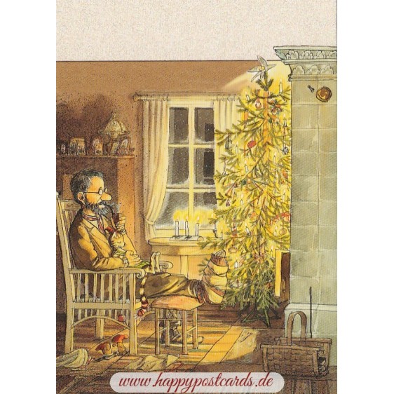 Pettersson vorm Weihnachtsbaum - Weihnachtskarte