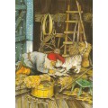 227 - Dwarf cuddling cat - Löök  Postcard