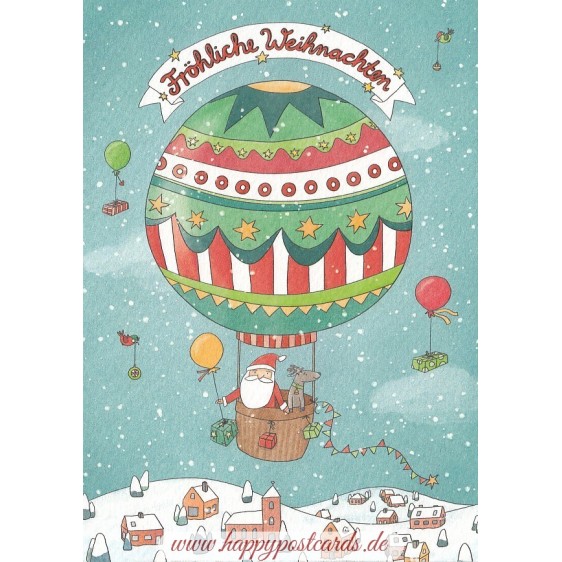 Hot-air balloon - Fröhliche Weihnachten- Christmas Postcard