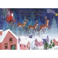 Fröhliche Weihnachten - Santa Claas with Reindeers - Mila Marquis Postcard