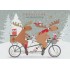 Fröhliche Weihnachten - Elche auf Fahrrad - Weihnachspostkarte