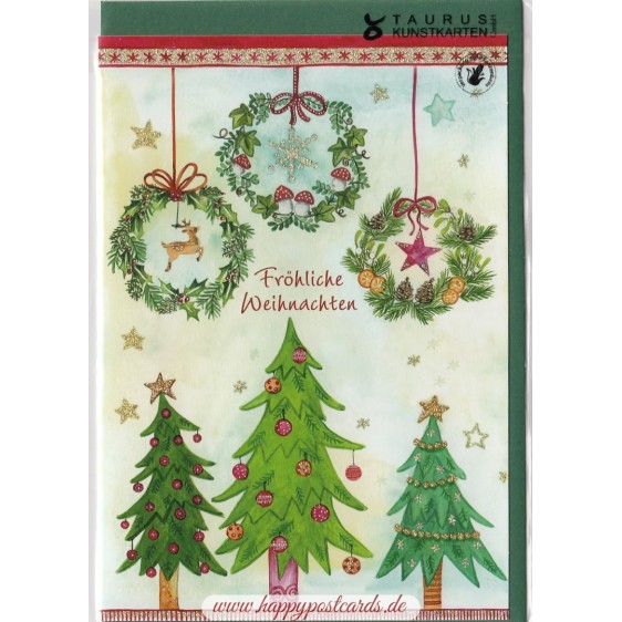 Fröhliche Weihnachten - Christmas wreaths - Christmas card