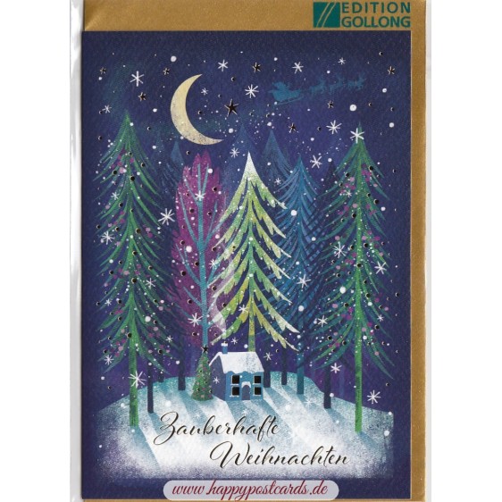 Zauberhafte Weihnachten - Tannenbäume - Weihnachtsgrußkarte
