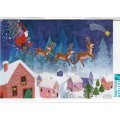 Santa Claas with reindeers - Christmas card