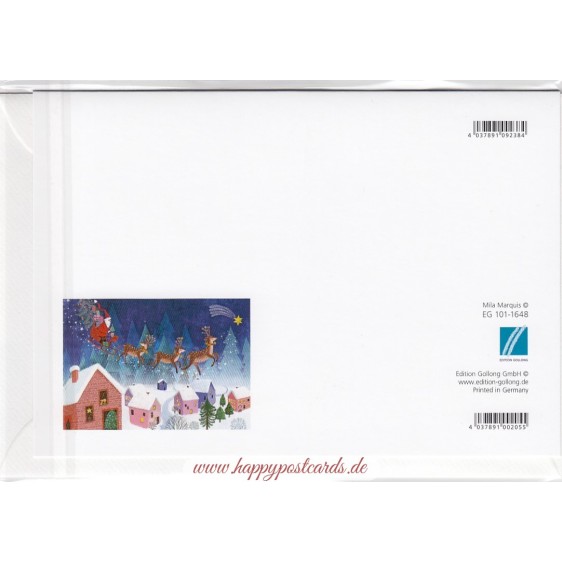 Nikolaus mit Rentierschlitten - Weihnachtsgrußkarte