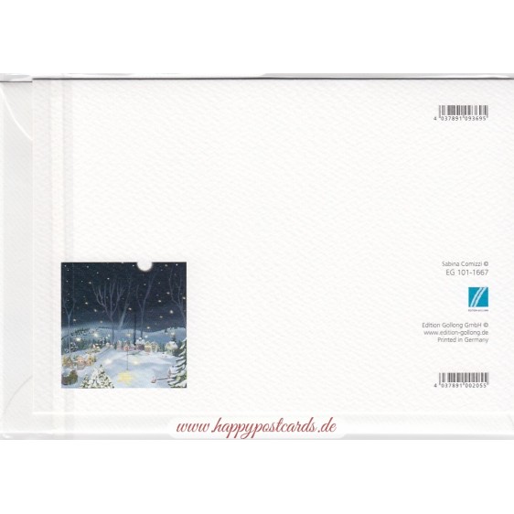 Winter town with stars - Christmas card