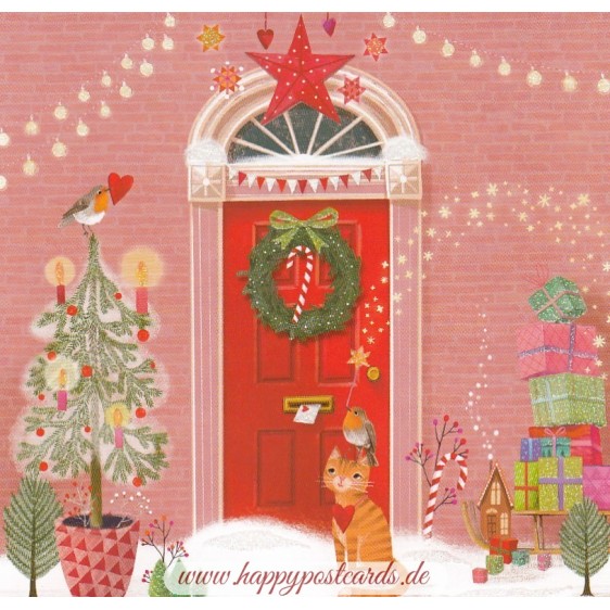 Weihnachtliche Haustür - Mila Marquis Postkarte