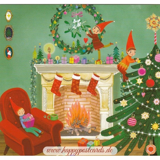 Gnomes at the chimney - Mila Marquis Postcard