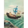 3 - Old Ladies in Boat - postcard