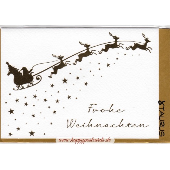 Frohe Weihnachten - Rentierschlitten- Weihnachtsgrußkarte