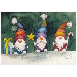 Christmas Gnomes - Christmas Postcard