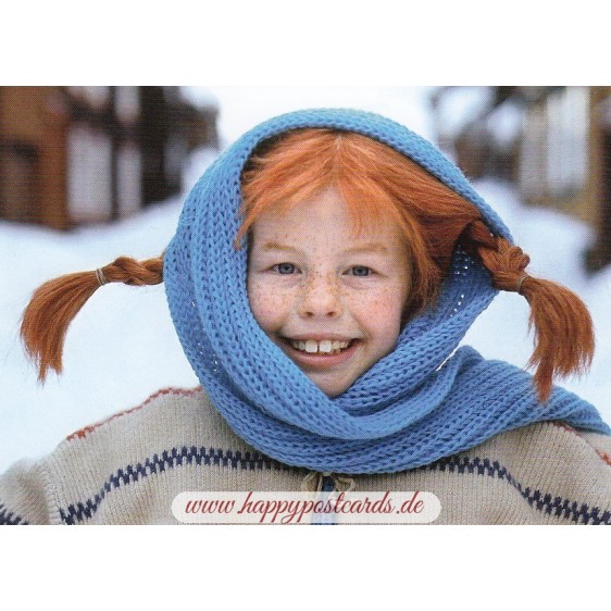 Pippi Langstrumpf im Winter - Pippi Langstrumpf - Postkarte