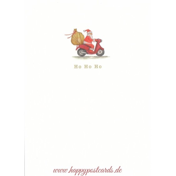 Ho ho ho - Weihnachtsmann auf Motorroller - Weihnachtskarte