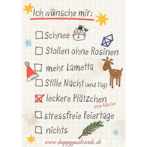 Wunschliste - Weihnachtskarte