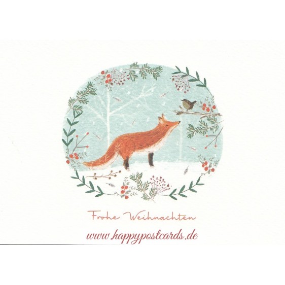 Frohe Weihnachten - Fuchs und Vogel - Weihnachtskarte