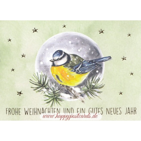 Frohe Weihnachten - Meise - Weihnachtskarte