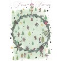 Frohe Festtage - Wreath - Christmas Postcard