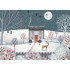 House in winter with deer - Christmas Postcard