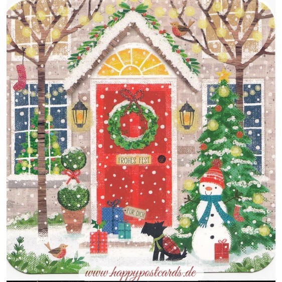 Frohes Fest - Christmas Door - Christmas Postcard