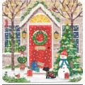 Frohes Fest - Weihnachtliche Haustür - Weihnachtskarte