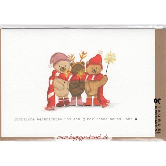 Fröhliche Weihnachten - Bären - Weihnachtsgrußkarte
