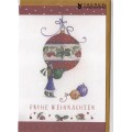 Frohe Weihnachten - Frau mit Christbaumkugeln - Weihnachtsgrußkarte