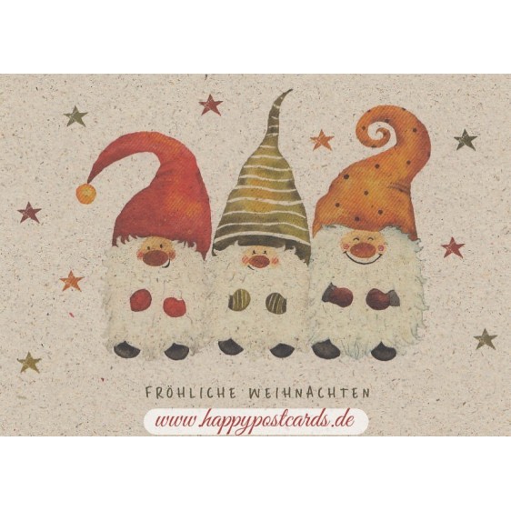 Fröhliche Weihnachten - Wichtel - Graspostkarte