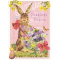 Fröhliche Ostern - Bunny with flowers - Tausendschön - Postcard