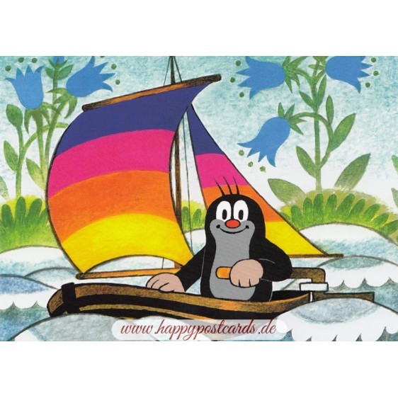 The Mole in a sailboat  - Krtek Postcard