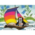 Der Maulwurf im Segelboot - Maulwurf Postkarte