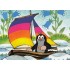 Der Maulwurf im Segelboot - Maulwurf Postkarte