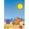 Maus und Elefant am Strand - Maus - Postkarte