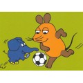 Maus und Elefant spielen Fußball - Maus - Postkarte