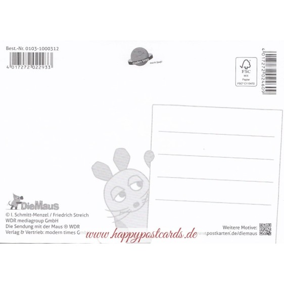 Maus und Elefant spielen Fußball - Maus - Postkarte