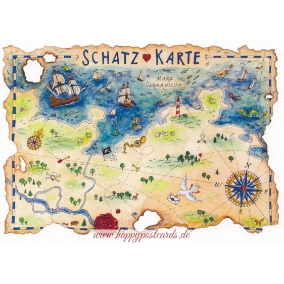 Treasure map - de Waard postcard