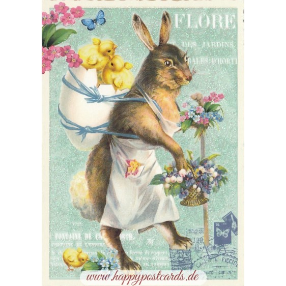 Hase mit Küken - Tausendschön - Osterkarte