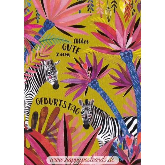 Alles Gute zum Geburtstag - Zebras - Mila Marquis Postcard