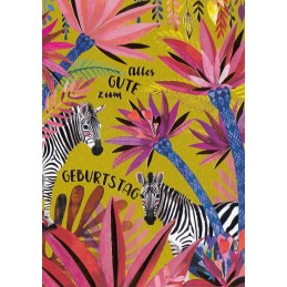 Alles Gute zum Geburtstag - Zebras - Mila Marquis Postkarte