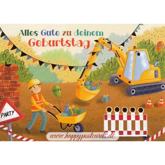 Alles Gute zu deinem Geburtstag - Baustelle - Geburtstagspostkarte