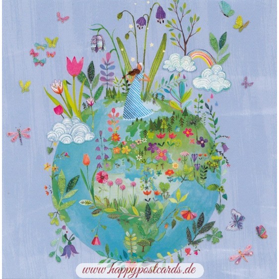 Globe with Flowers - Mila Marquis Postcard