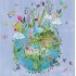 Erdkugel mit Blumen - Mila Marquis Postkarte