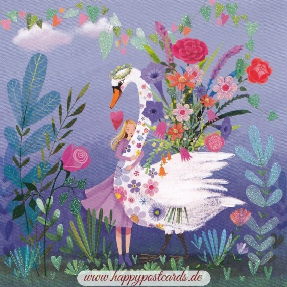 Woman with Swan - Mila Marquis Postcard