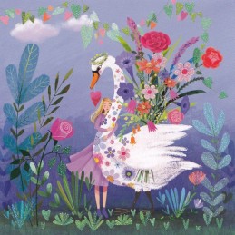 Woman with Swan - Mila Marquis Postcard