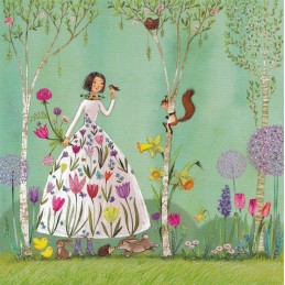 Woman with springflowers - Mila Marquis Postcard