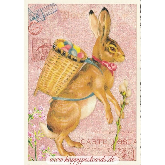 Hase mit Korb - Tausendschön - Osterkarte
