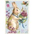 Hase hält Ei mit Blumen - Tausendschön - Osterkarte